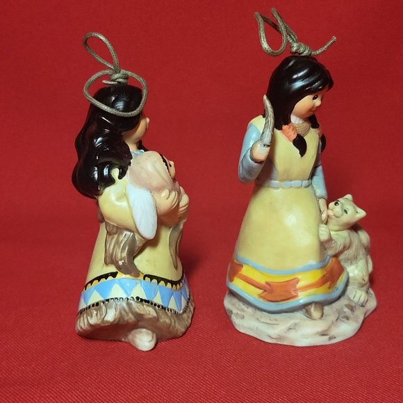 Native American Indian Figurine Bell Ornaments Set of 2 - Picture 7 of 13